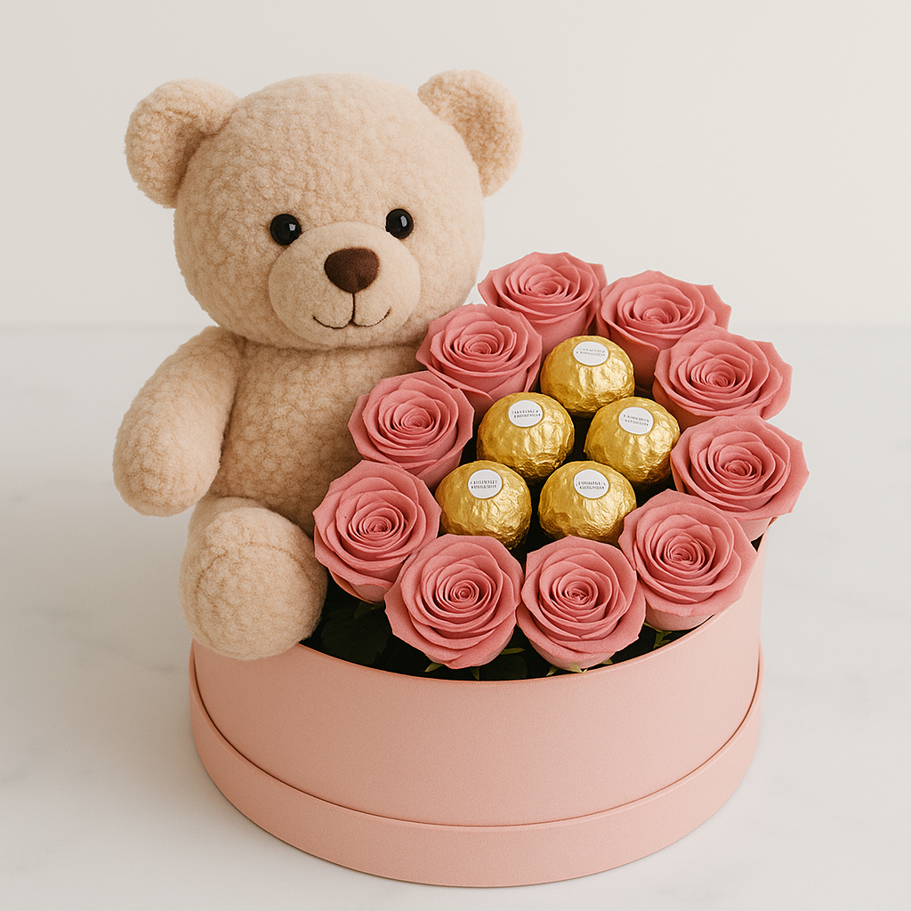 Mini Amor – Oso con Rosas y Chocolates